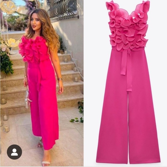 NWT Zara Wide Leg Jumpsuit With Ruffle